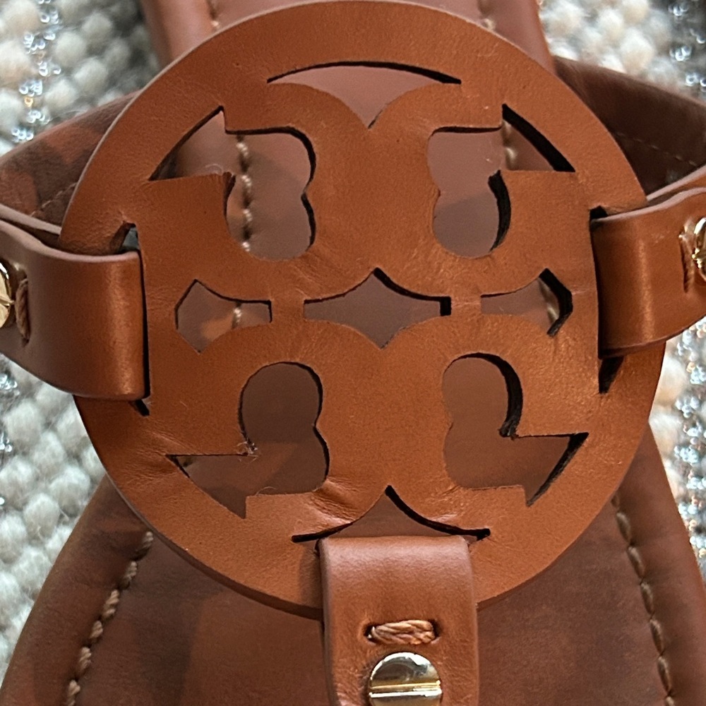 TORY BURCH MILLER Brown Leather Sandals   9.5